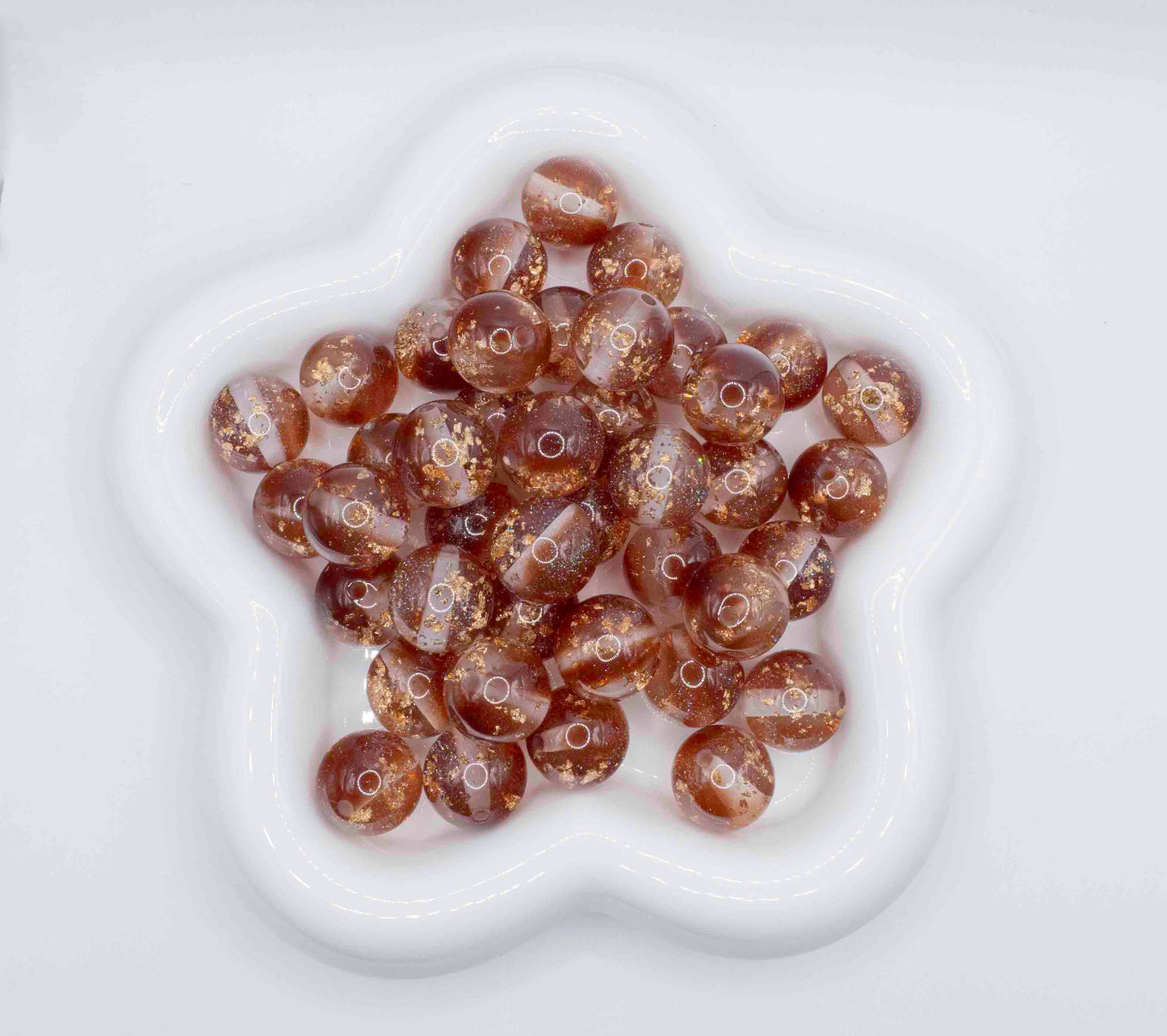 Gold glitter 16mm Beads - Brown