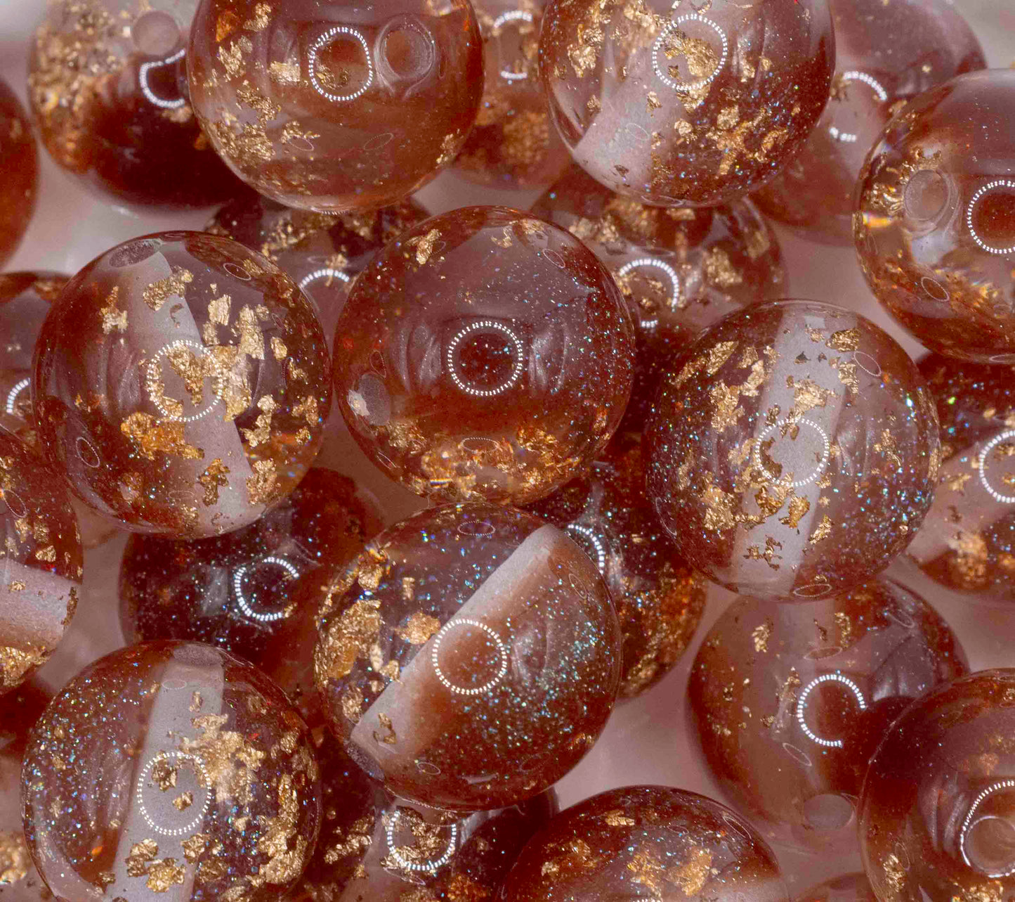 Gold glitter 16mm Beads - Brown