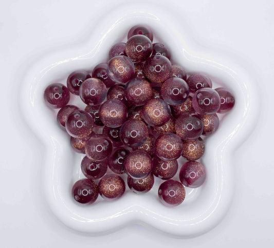 Gold glitter 16mm Beads - Wine