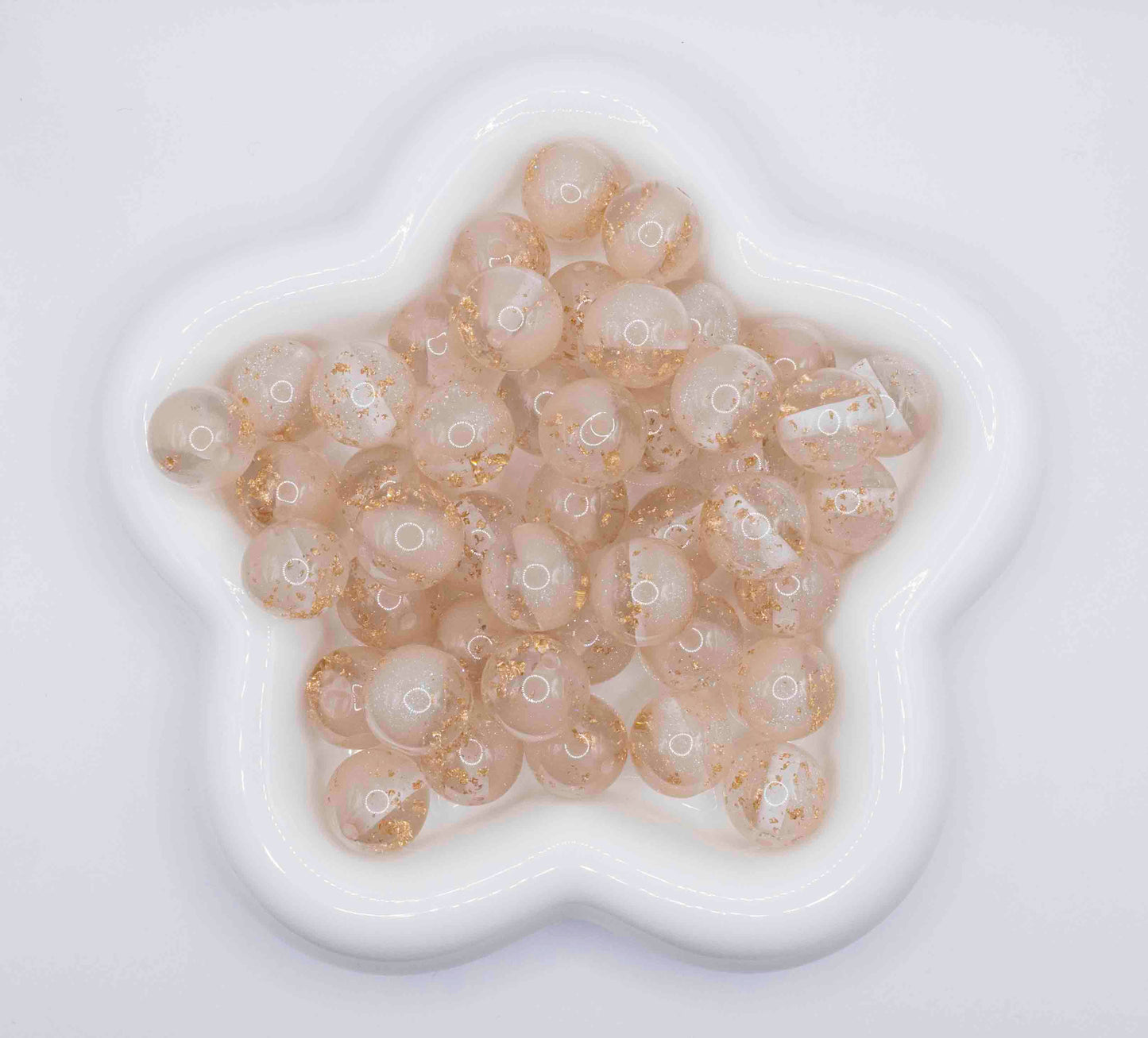 Gold glitter 16mm Beads - White