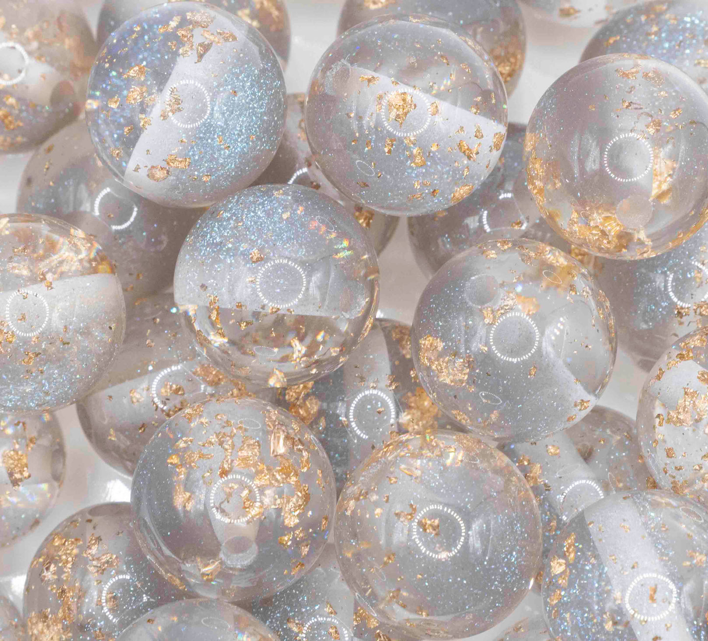 Gold glitter 16mm Beads - Grey