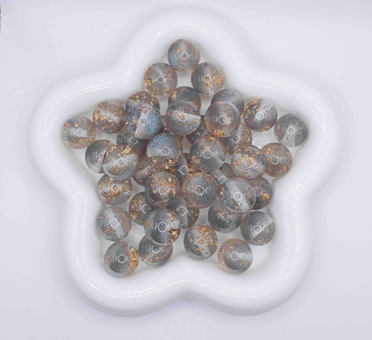 Gold glitter 16mm Beads - Grey