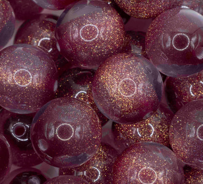 Gold glitter 16mm Beads - Wine