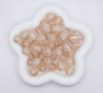 Gold glitter 16mm Beads - White