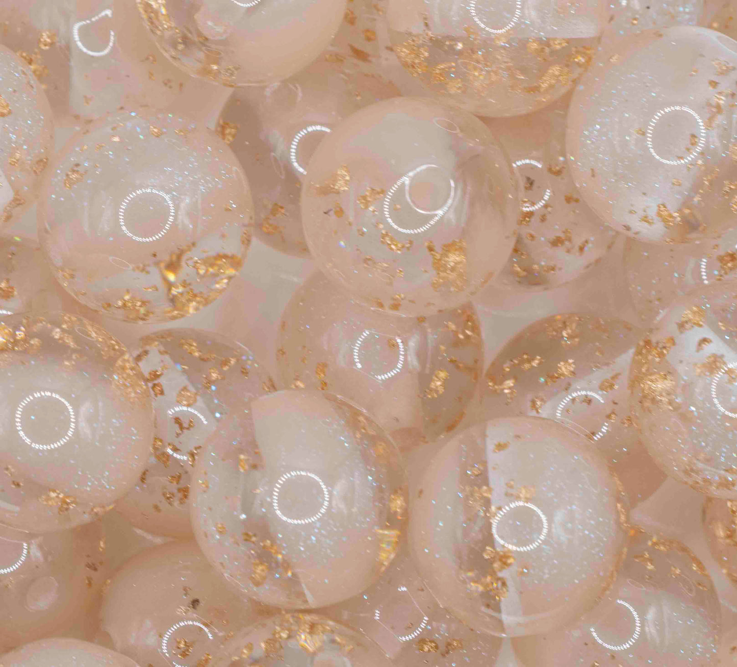 Gold glitter 16mm Beads - White