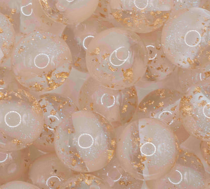 Gold glitter 16mm Beads - White