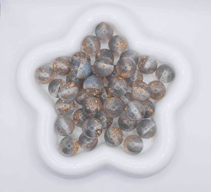 Gold glitter 16mm Beads - Grey